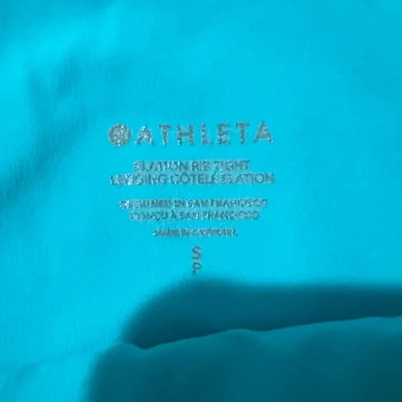 Athleta Ribbed High Rise Leggings Women’s Small S Teal Blue Stretch - Picture 2 of 4